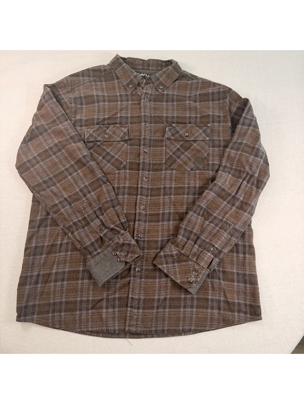 KAVU Plaid Button Up Shirt Long Sleeve Two Pocket Outdoor